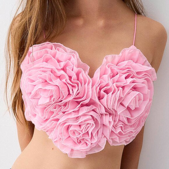 NWT Heart Shaped Flower Tank Top Pink - Picture 3 of 3